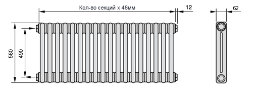 Схема (чертеж) Радиатор Zehnder 2056