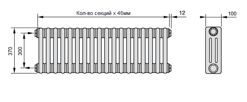 Схема (чертеж) Радиатор Zehnder 3037